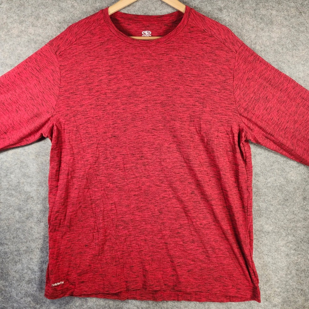 Athletic‎ Works Mens XL Red Space Dye Long Sleeve DriWorks Performance Tee Shirt